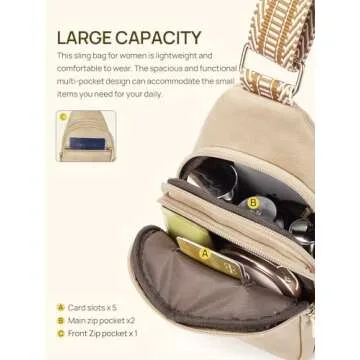 Telena Sling Bag for Women Crossbody Fanny Packs for Women Leather Sling Chest Bag with Adjustable Strap Cinnamon Brown