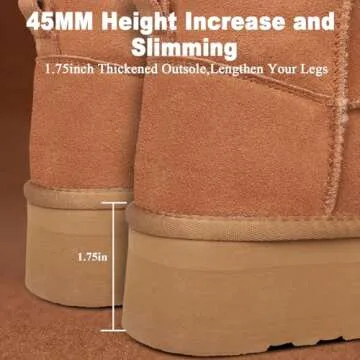 metricfalcon Platform Mini Boots for Women Suede Upper Winter Boots Warm Fur Fleece Lined Anti-Slip Sole Short Ankle Snow Boots for Indoor & Outdoor