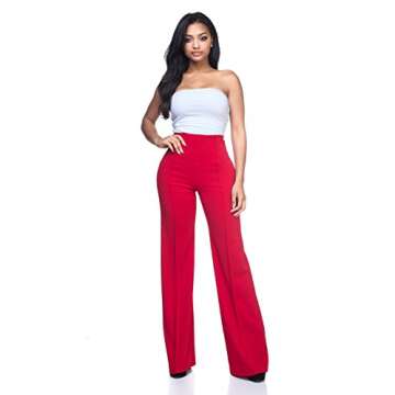 Women's J2 Love High Waist Bell Bottom Flare Pants, Small, Red