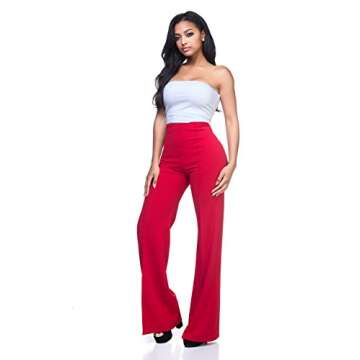 Women's J2 Love High Waist Bell Bottom Flare Pants, Small, Red