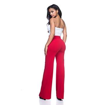 Women's J2 Love High Waist Bell Bottom Flare Pants, Small, Red