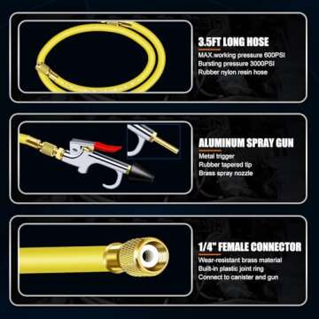 ADAFIRST AC Flush Kit, Automotive Air Conditioner System Clean Canister Flushing Gun Tool Set for Cleaning Auto R134A R404A R410A HVAC Hose Condenser Evaporator, with 220PSI Gauge Air Plug Fittings