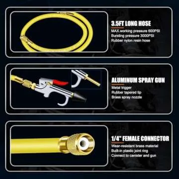 ADAFIRST AC Flush Kit, Automotive Air Conditioner System Clean Canister Flushing Gun Tool Set for Cleaning Auto R134A R404A R410A HVAC Hose Condenser Evaporator, with 220PSI Gauge Air Plug Fittings