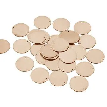 BENECREAT 30 Pack Stamping Blanks Brass Blank Pendants for Bracelet Earring Pendant Charms Dog Tags - 0.98"(25mm), Round Shape