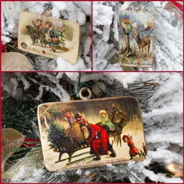 Vintage Retro Christmas Ornaments - Set of 6 Unique Designs