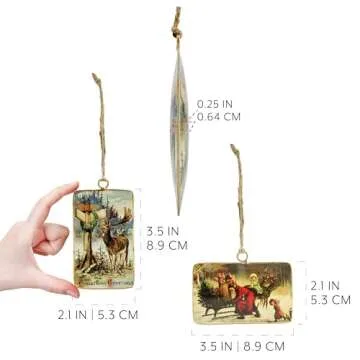 Vintage Retro Christmas Ornaments - Set of 6 Unique Designs