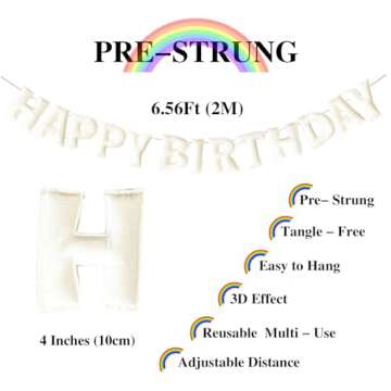 Pre-Strung Happy Birthday Banner - Felt Ball Garland - HAPPY BIRTHDAY Garland, Rainbow Birthday Deco...