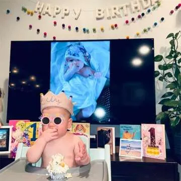 Pre-Strung Happy Birthday Banner - Felt Ball Garland - HAPPY BIRTHDAY Garland, Rainbow Birthday Decorations, Personalized Happy Birthday Sign for Birthday Decor, Party Decor, Photo Prop (White)