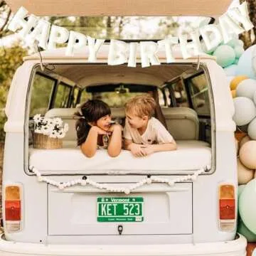 Pre-Strung Happy Birthday Banner - Felt Ball Garland - HAPPY BIRTHDAY Garland, Rainbow Birthday Decorations, Personalized Happy Birthday Sign for Birthday Decor, Party Decor, Photo Prop (White)