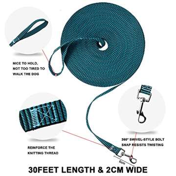 Demigreat Long Leash for Dog Training 20ft 30ft 50ft 100ft - Obedience Recall Training Lead for Larg...