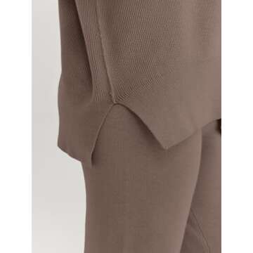 LILLUSORY Lounge Sets For Women 2 Two Piece Outfits 2025 Fall Trendy Matching knit Sweat Suit Oversized Sweaters Wide Leg Pants Sweatsuit Loungewear Cute Travel Comfy Clothes Nutmeg M