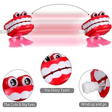 Sumind 7 Pieces Chattering Teeth Wind up Toy Teeth for Teens Chattering Teeth Toys with Eyes Funny Joke Toys Teeth Gift for Boys Girls Party Desktop Decoration