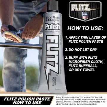 Flitz Metal Polish and Cleaner Paste, Also Works on Plastic, Fiberglass, Aluminum, Jewelry, Sterling Silver - Headlight Restoration and Rust Remover - Made in USA - 5.29 oz