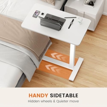 Sweetcrispy Adjustable Overbed Table with Wheels
