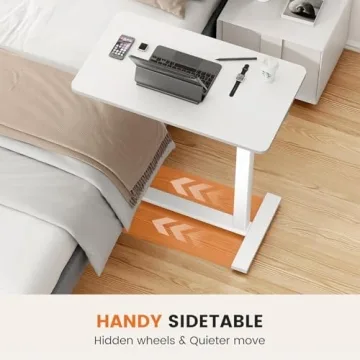 Sweetcrispy Adjustable Overbed Table with Wheels