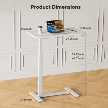 Sweetcrispy Adjustable Overbed Table with Wheels