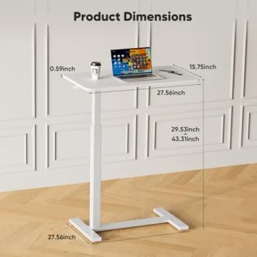 Sweetcrispy Adjustable Overbed Table with Wheels