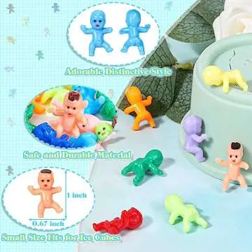 Selizo 120pcs Mini Plastic Babies, Tiny Plastic Baby Figurines Small King Cake Babies Bulk for Ice Cube My Water Broke Baby Shower Games (12 Colors)