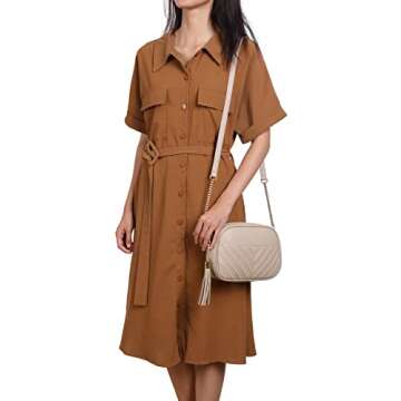 lola mae Quilted Crossbody Bag, Trendy Design Shoulder Purse (Stone)