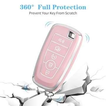 MILD EAST Pink Ford Key Fob Cover with Keychain