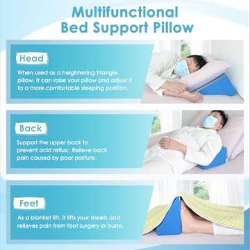Bed Wedge Pillow for Comfort Support Recovery Sleep