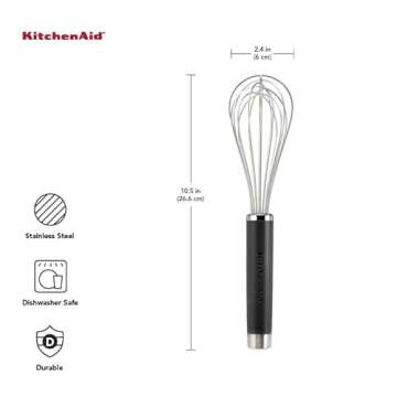 KitchenAid Gourmet Utility Whisk, 10.5-Inch, Matte Black