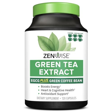 Zenwise Health EGCG Green Tea Extract Capsules - Boost Energy, Support Immunity & Metabolism - 120 C...
