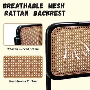 KROFEM Cesca Cane Dining Chairs Set of 2 for Stylish Dining