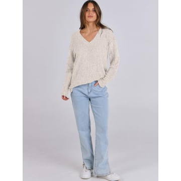 Casual Lightweight V Neck Sweater Tunic for Women