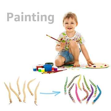 Natural Unfinished Wooden Wiggly Snakes for Kids Art Craft