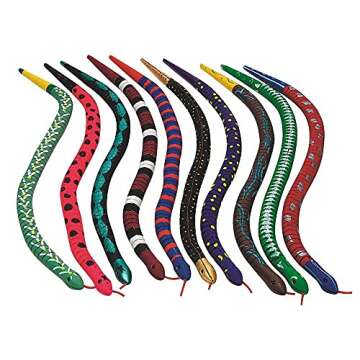 Natural Unfinished Wooden Wiggly Snakes for Kids Art Craft