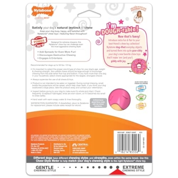Durable Nylabone Power Chew Donut Dog Toy for Aggressive Chewers