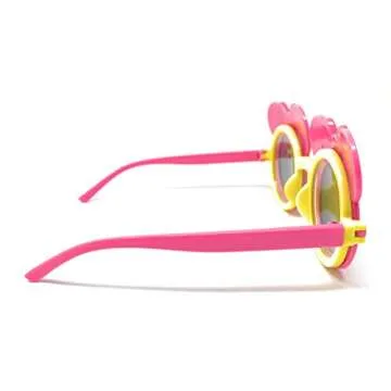 EHH - Kids Mouse Ear Round Flip Out Sunglasses (Neon Pink/Yellow Bows)
