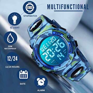 A ALPHA Boys Sport Watch, Waterproof Digital 3-15 Years