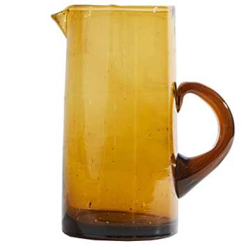 Moroccan Glass Cone Jug by Verve CULTURE | Handblown Water Pitcher, Amber | 36 Fl. Oz.