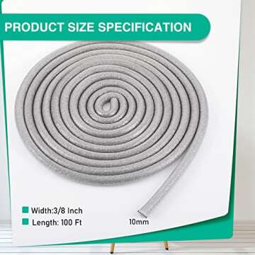 Caulk Saver Foam Backer Rod for Gaps and Joints Backing Rod Concrete Filler Rope, Gray (3/8 Inch x 1...