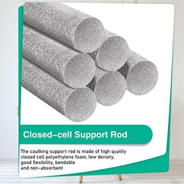 Caulk Saver Foam Backer Rod for Gaps and Joints Backing Rod Concrete Filler Rope, Gray (3/8 Inch x 100 Ft)