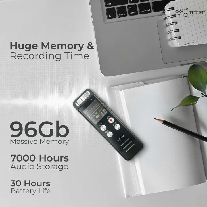 96GB Voice Recorder with 7000 Hours and Noise Reduction