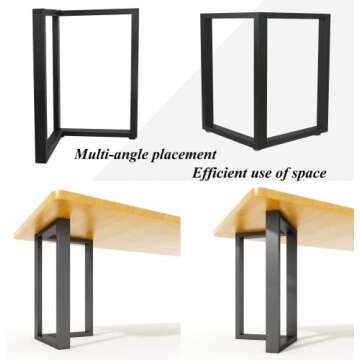 Luffioner Metal Table Legs 28 Inch,Table Legs Replacement Heavy Duty Square Tube Desk Legs Furniture Legs for Coffee Table, Dining Table Set of 2