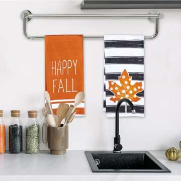 peony man 4 Pieces Fall Dish Towels Autumn Kitchen Towels Pumpkin Hand Towels Fall Tea Towel for Thanksgiving Autumn Harvest Holiday Kitchen Farmhouse Decorations, 18 x 26 Inch