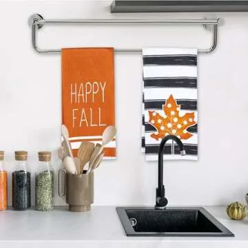 peony man 4 Pieces Fall Dish Towels Autumn Kitchen Towels Pumpkin Hand Towels Fall Tea Towel for Thanksgiving Autumn Harvest Holiday Kitchen Farmhouse Decorations, 18 x 26 Inch