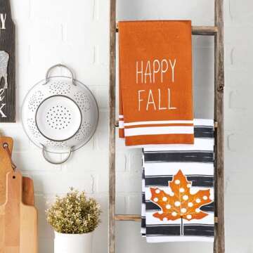 peony man 4 Pieces Fall Dish Towels Autumn Kitchen Towels Pumpkin Hand Towels Fall Tea Towel for Thanksgiving Autumn Harvest Holiday Kitchen Farmhouse Decorations, 18 x 26 Inch