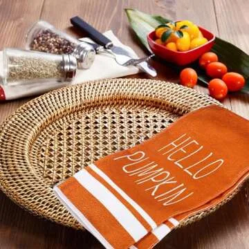 peony man 4 Pieces Fall Dish Towels Autumn Kitchen Towels Pumpkin Hand Towels Fall Tea Towel for Thanksgiving Autumn Harvest Holiday Kitchen Farmhouse Decorations, 18 x 26 Inch