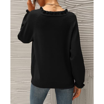 BTFBM Women's Ruffle Knitted Sweater - Fall Winter Essentials