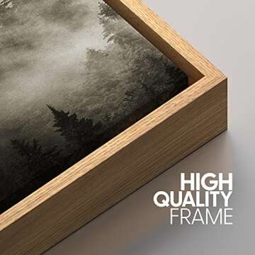 SIGNWIN Framed Canvas Print Wall Art Woodland Nursery Decor Set Duotone Blue Misty Pine Tree Forest Nature Modern Art Rustic Landscape Colorful for Living Room, Bedroom, Office - 16"x24"x3 Natural