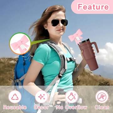 Pink Bow Straw Toppers for Stanley Cups – 3pcs Set