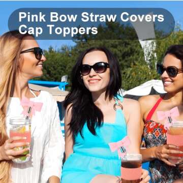 Pink Bow Straw Toppers for Stanley Cups – 3pcs Set