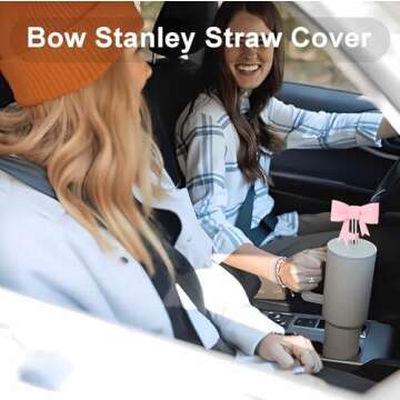 Pink Bow Straw Toppers for Stanley Cups – 3pcs Set