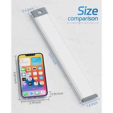 HIBOITEC LED Motion Sensor Cabinet Light 2500mAh 2 Packs Rechargeable Under Counter Closet Lighting, Wireless Night Light with 54 LEDs for Cabinet, Wardrobe, Kitchen, Hallway, Stairs