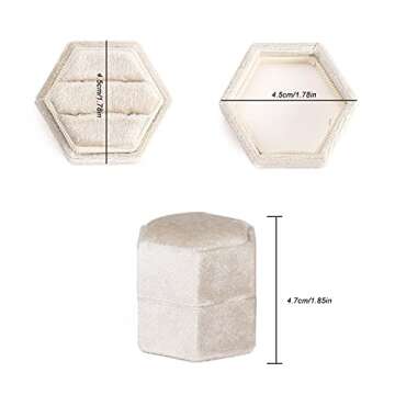 Etercycle Velvet Jewelry Ring Box, Hexagon Premium Gorgeous Vintage Double Ring Gift Box with Detach...